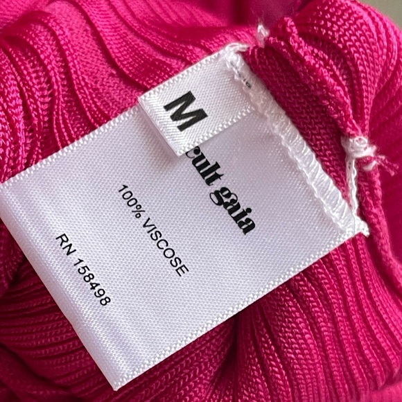 NWT Cult Gaia Elfreda Cut Out Ribbed Sexy MIDI Dress Dragonfruit Pink Fuchsia - Picture 9 of 10